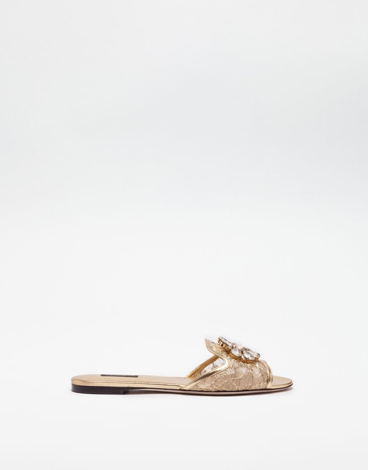 Lurex Lace Rainbow Slides with Brooch Detailing
