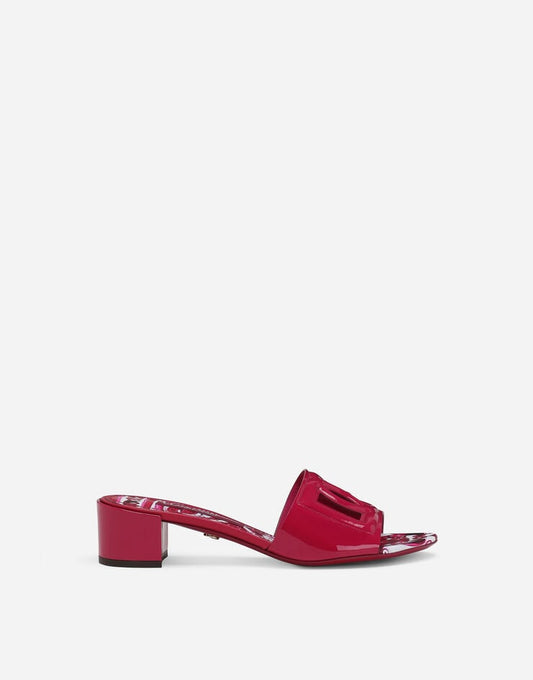 Mules DG in pelle verniciata con design cut-out