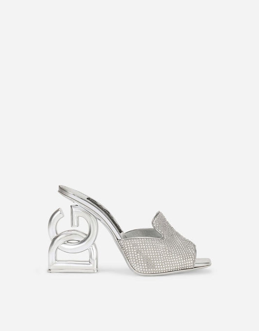 Mules con dettagli in strass e tacco da 3,5 pollici