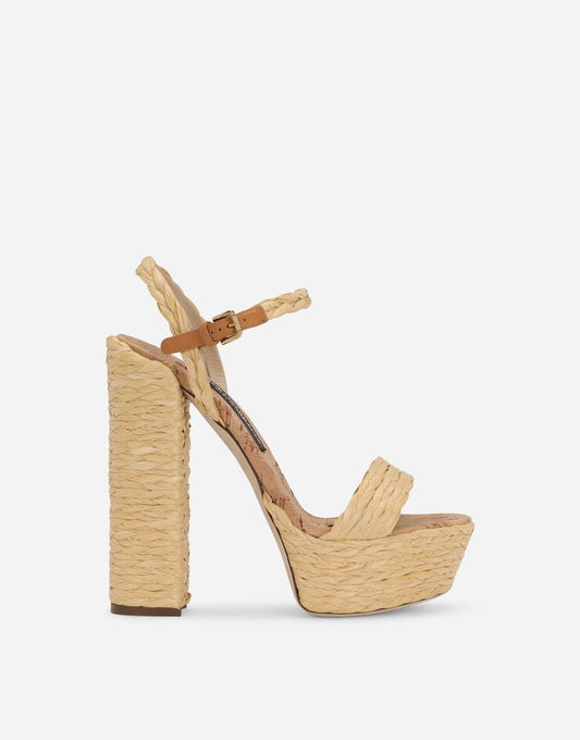 Woven Raffia Platform Sandals