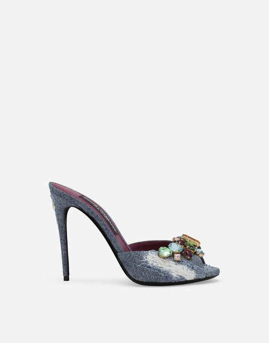 Mules Slip-On in denim patchwork