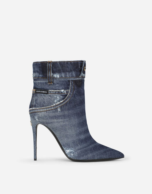 Stivaletti in denim patchwork