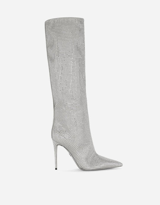 Kim Dolce&Gabbana Stivali in raso con strass fusi