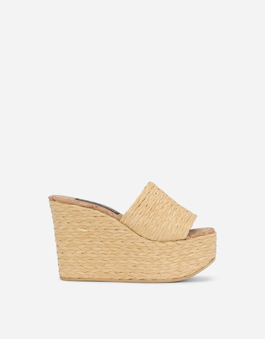 Woven Raffia Wedge Sandals