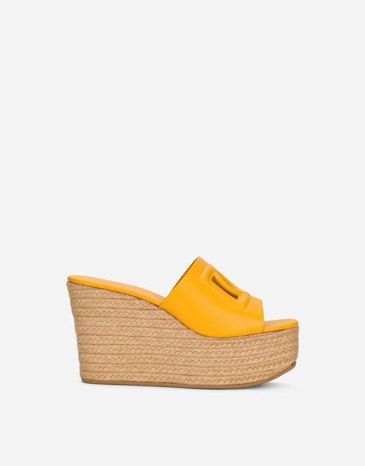 Sandali con zeppa in pelle di vitello