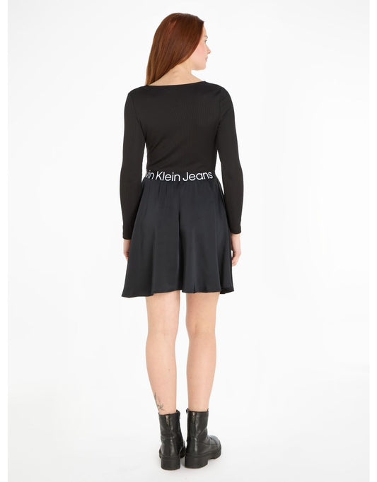 Vestido elástico de manga larga Calvin Klein Jeans Logo