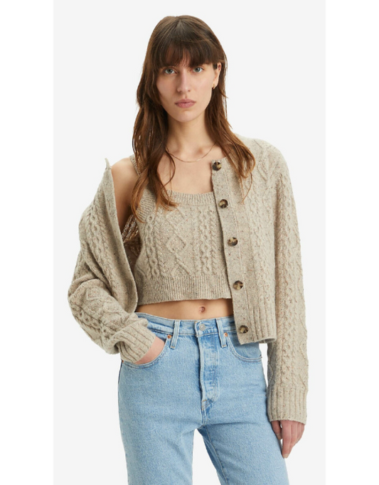 Cardigan girocollo in misto lana