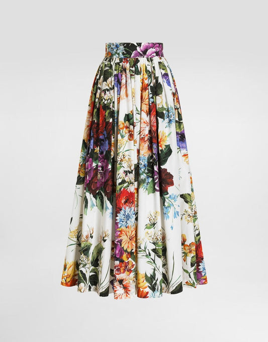 Saia larga com estampa floral