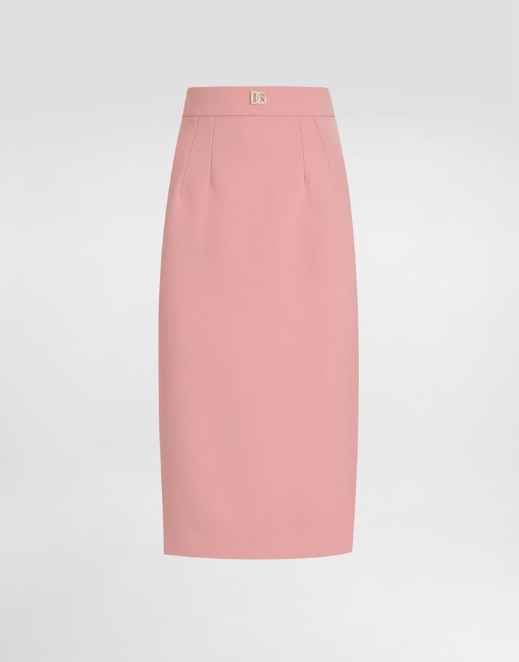 Calf-Length Wool Pencil Skirt with DG Logo