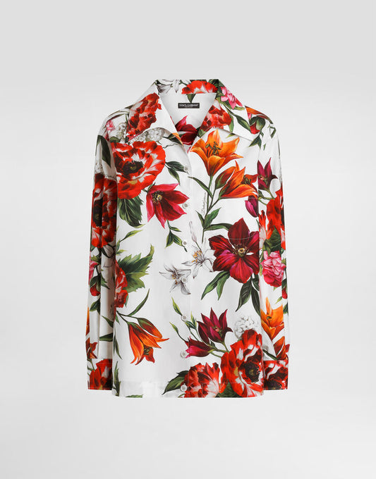 Camisa de popelina con estampado de flores