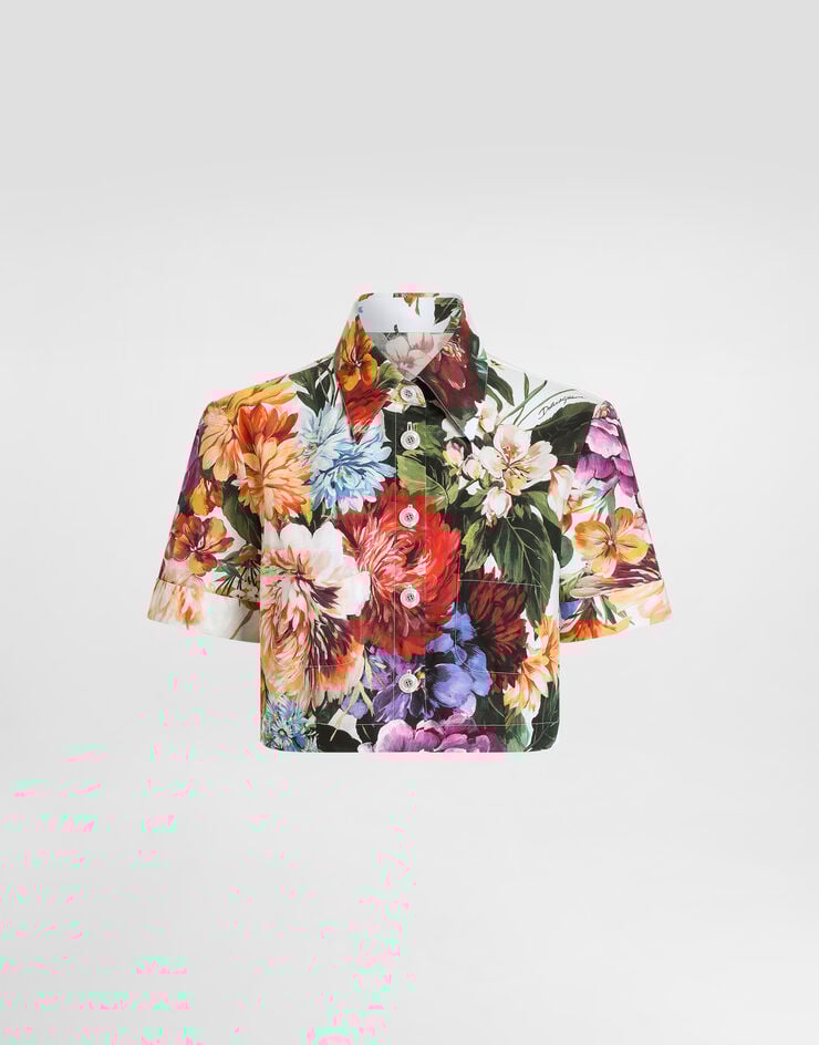 Camisa de popelina con estampado de ramo de flores