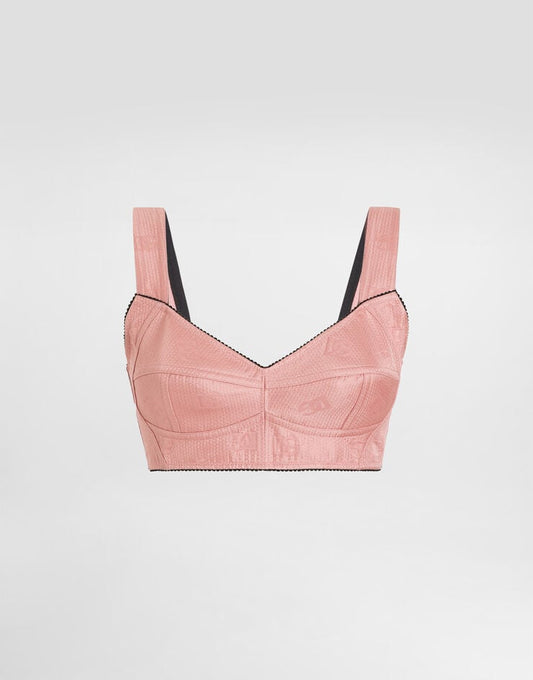 Top Bralette Jacquard Acolchado con Logo DG