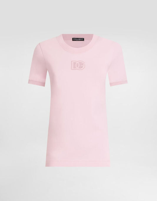 Camiseta de punto con logotipo DG bordado en relieve