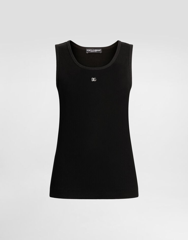 Camiseta de tirantes de punto fino con distintivo DG