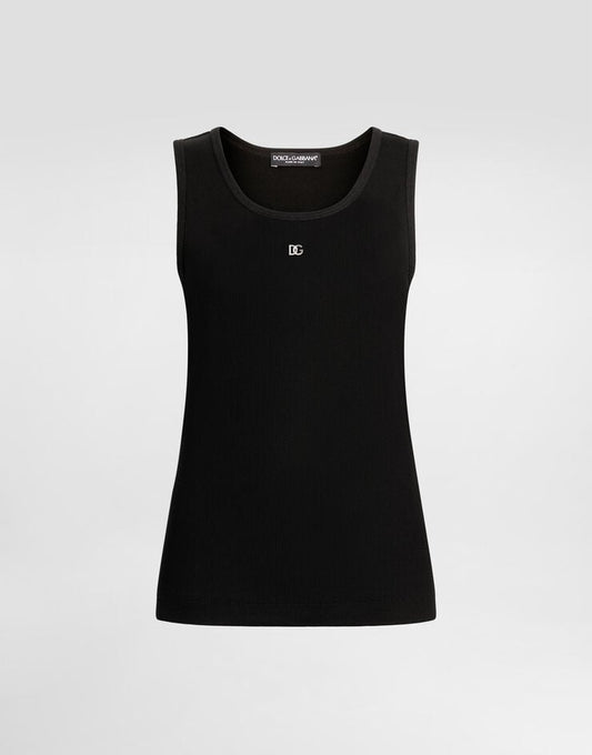 Camiseta de tirantes de punto fino con distintivo DG