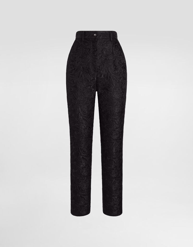 Pantaloni sartoriali trapuntati in jacquard floreale