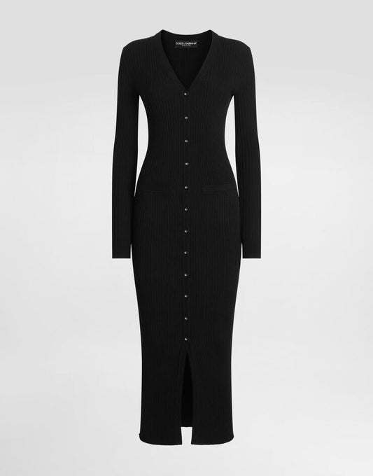 Chaqueta larga de lana acanalada