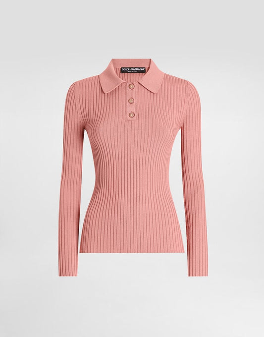 Polo de lana acanalado