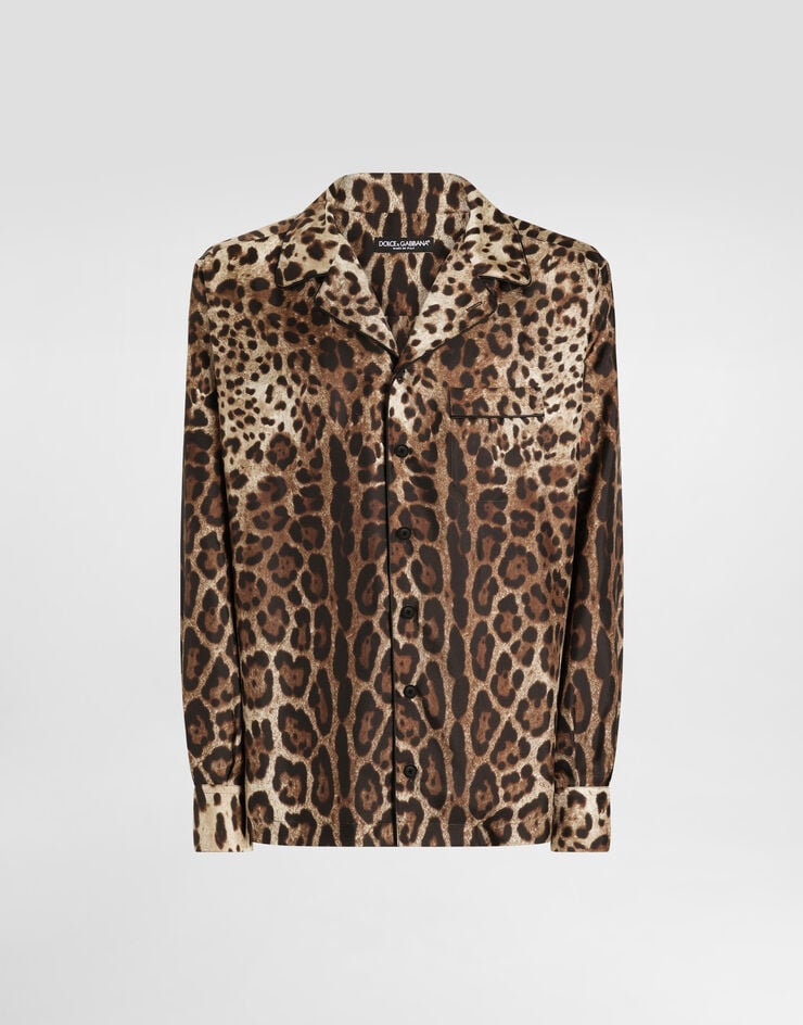 Camicia Vanity in seta con stampa leopardo