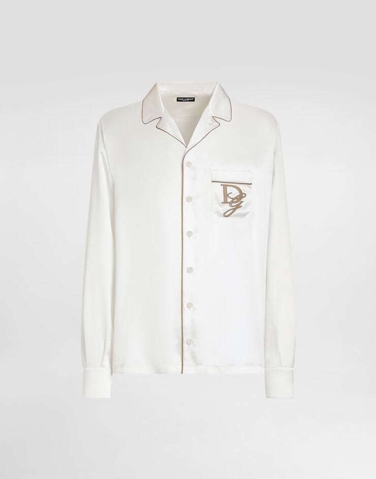 Camicia Vanity in seta con ricamo del logo