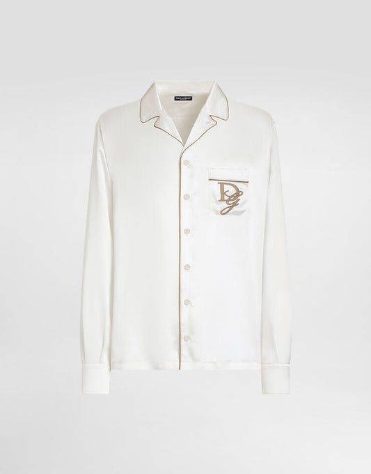 Camicia Vanity in seta con ricamo del logo