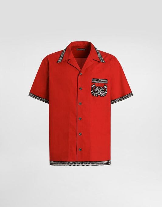 Camisa de popelina con detalles estampados