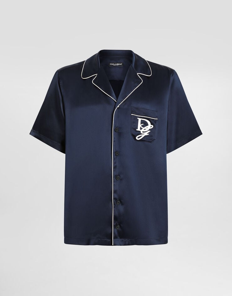 Camicia in raso di seta con logo