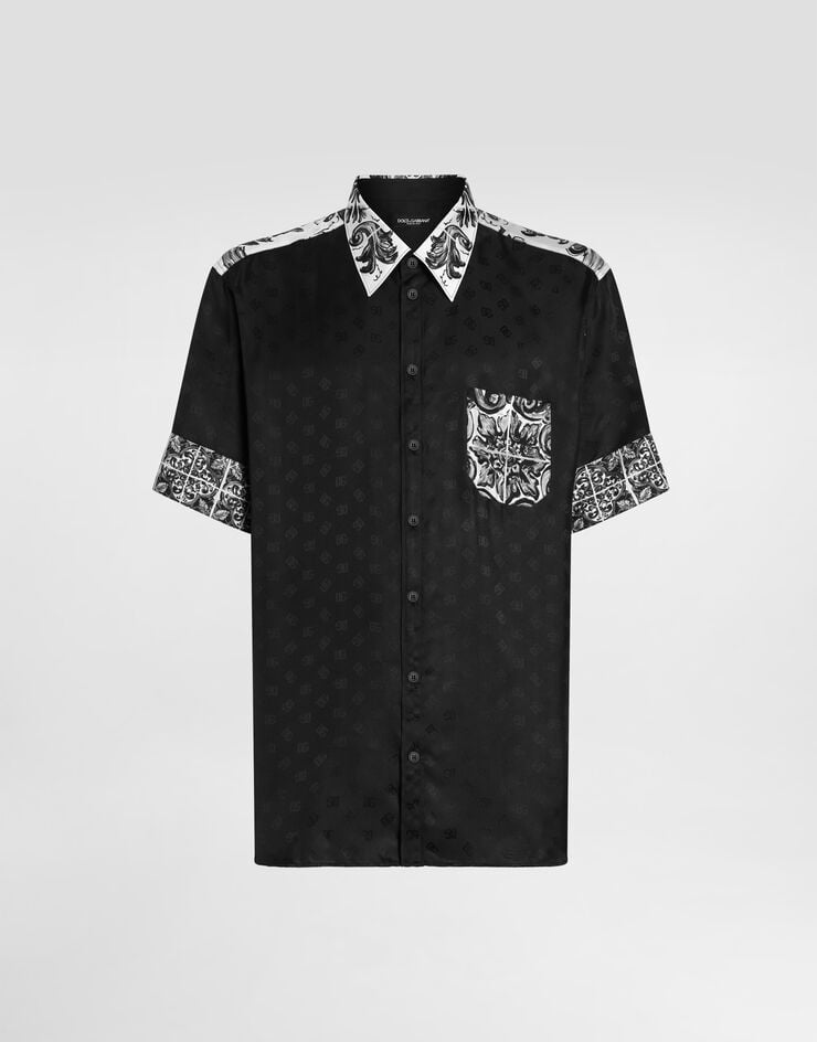 Camisa jacquard de seda con estampado hawaiano Majolica