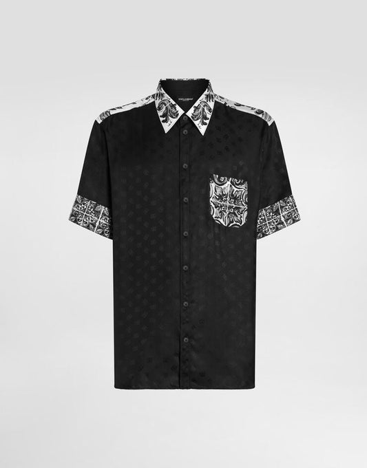 Camisa jacquard de seda con estampado hawaiano Majolica