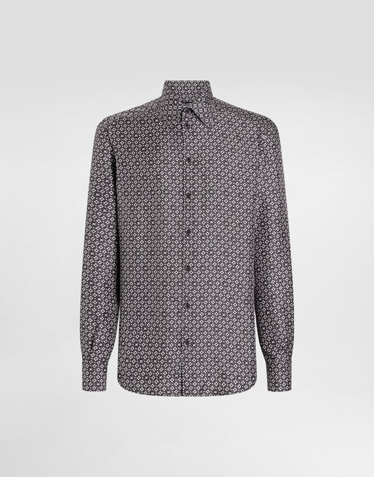 Camisa de seda con dibujo de corbata