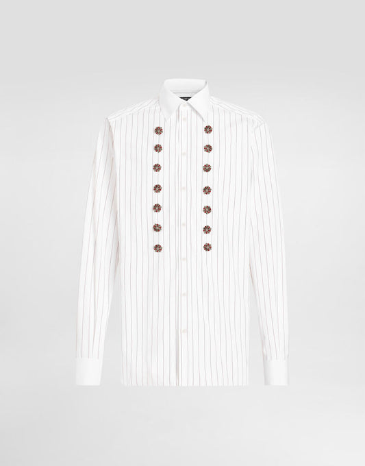 Camicia in cotone a righe con dettagli impreziositi