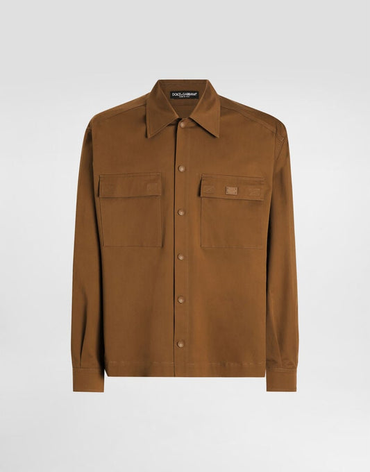 Camicia in cotone con etichetta