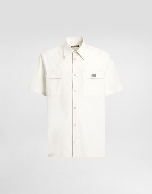 Camicia in popeline con etichetta