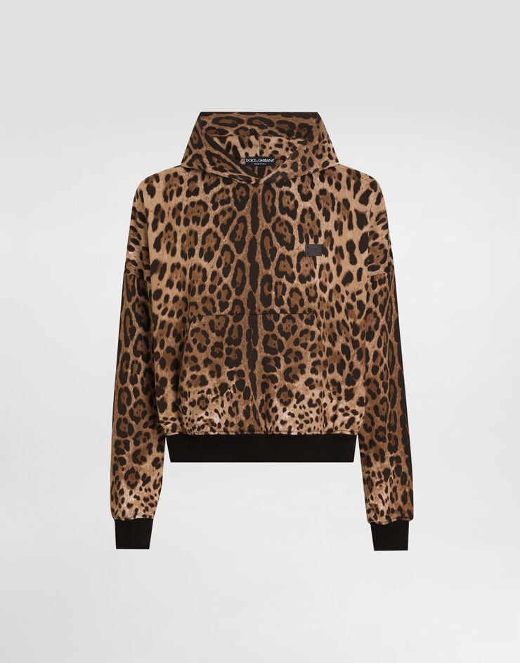 Sudadera de algodón con capucha y etiqueta