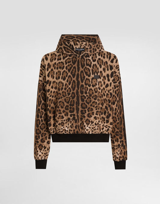 Sudadera de algodón con capucha y etiqueta