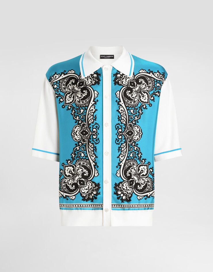 Camisa de seda y algodón con estampado de bandana