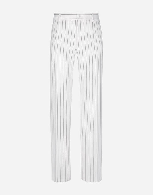 Straight-Leg Pinstripe Pants