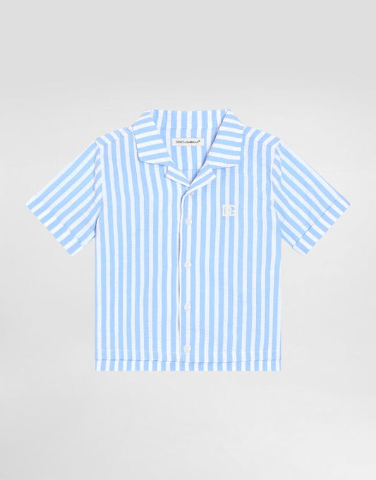 Camisa Seersucker a rayas con logotipo DG