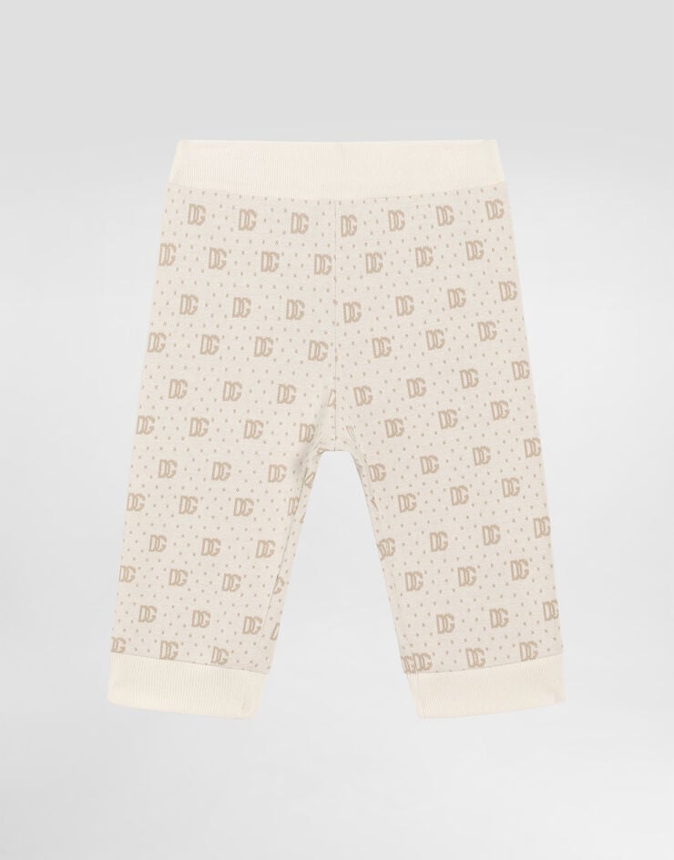 Calça de malha jacquard de bolinhas com logotipo da DG