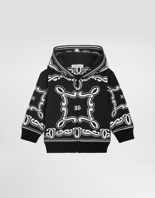 Felpa con cappuccio con stampa a bandana