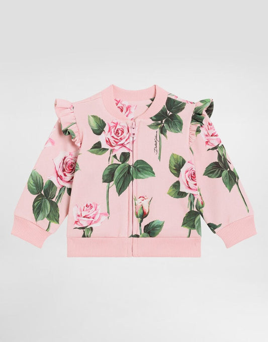 Sudadera de cuello redondo con estampado de rosas