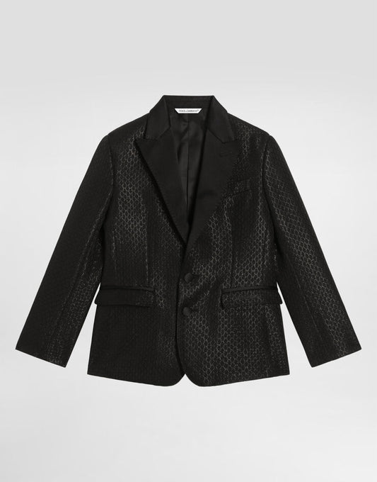 Giacca monopetto in lana lamé jacquard