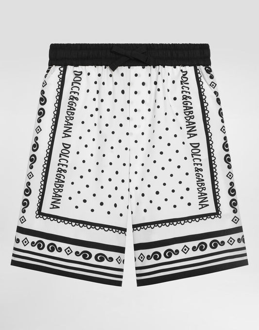 Shorts de popeline com estampa de bandana