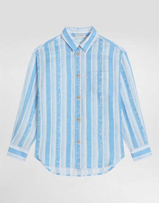 Camisa de tela con estampado de rayas