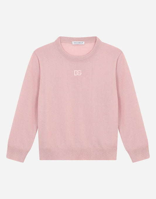 Maglione a girocollo in cashmere con ricamo del logo DG