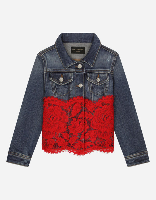 Giacca di jeans con inserto in pizzo