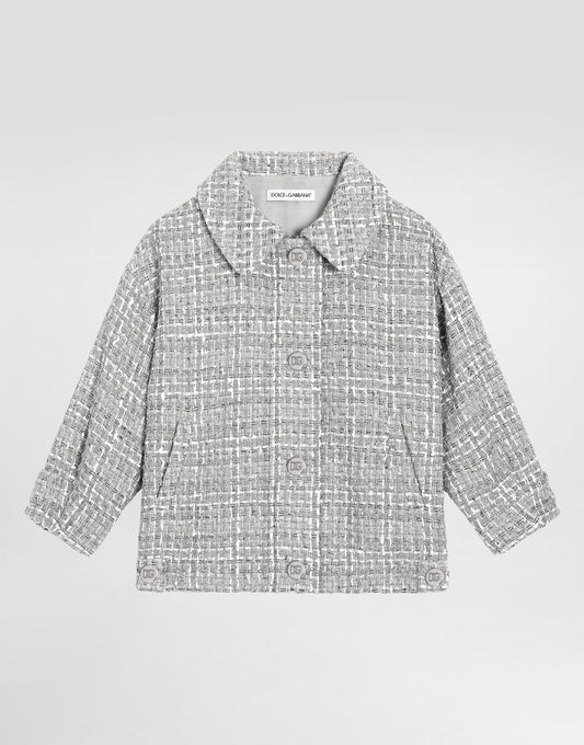 Chaqueta de Lamé Bouclé de Botón Único