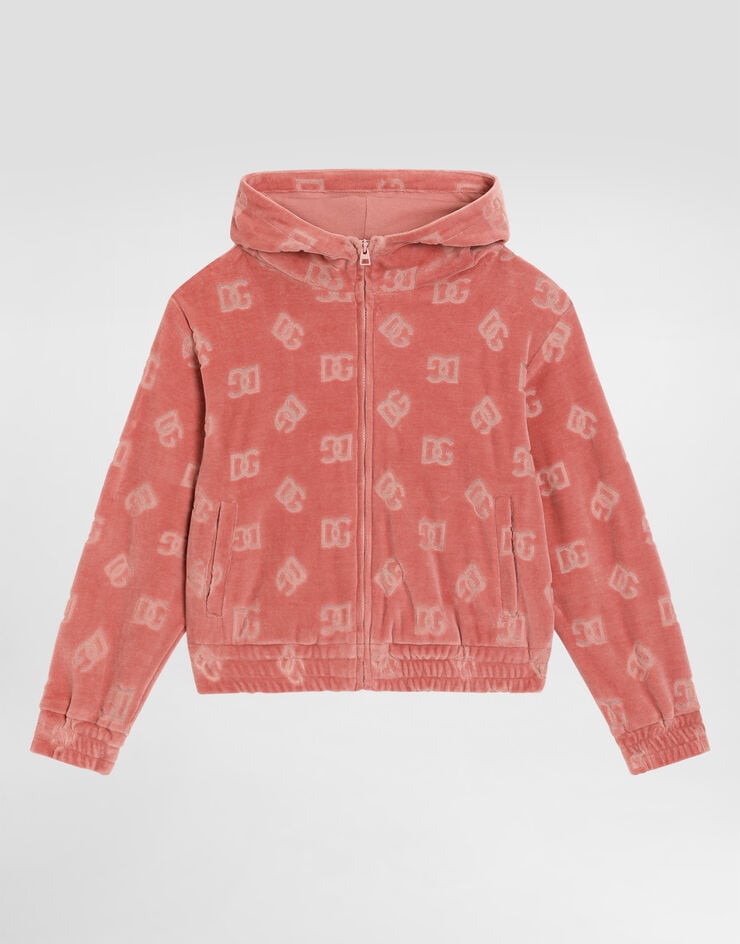 Felpa con cappuccio in ciniglia con logo DG Jacquard