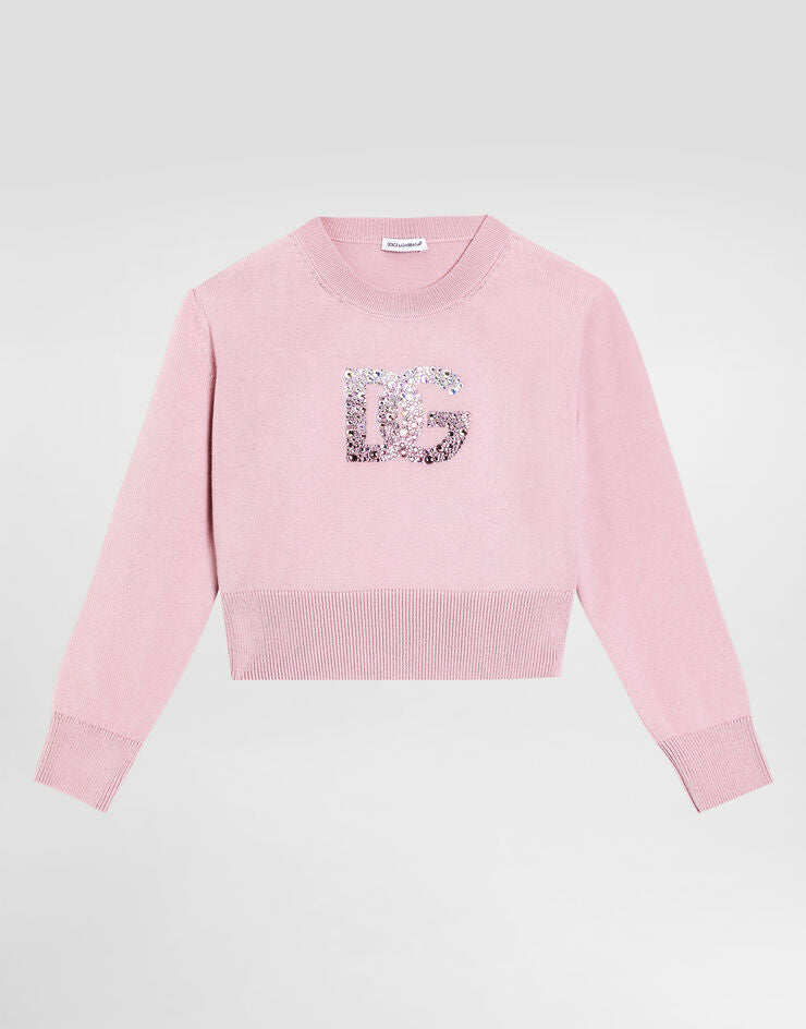 Pullover a maglia liscia con logo DG