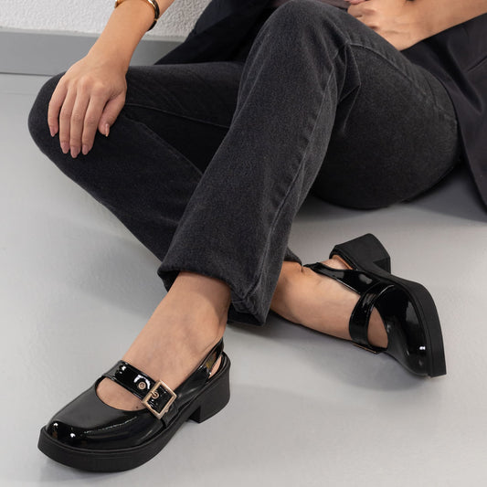 Mississipi Women's Black Block Heel Shoe